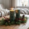 2er Set Stumpen Kerzen Dunkelgrün 85x200mm – Elegante, langlebige Deko-Kerzen für stimmungsvolles Ambiente | Floristik21.de