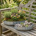 Blumenschale Metall Zinktablett Antik 2er-Set L45cm/59cm | Floristik21.de