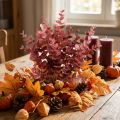 Herbstdeko Eukalyptuszweig Rot Künstlicher Eukalyptus 36cm | Floristik21.de
