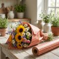 Blumenseide 75cm Karo Rot 8kg | Floristik21.de