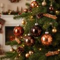 Weihnachtskugeln Glas Braun Mix Baumkugeln Glanz Ø7,5cm 12St | Floristik21.de