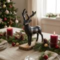 Deko Hirsch Deko Rentier Metall Holz Schwarz H25cm | Floristik21.de