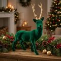 Deko Hirsch stehend Grün Gold Dekofigur Weihnachten 40cm | Floristik21.de