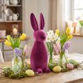 Hase Beflockt Osterhasen Deko Violett 15×15,5×47cm | Floristik21.de