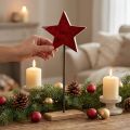 Stern Deko Natur Rot auf Sockel, festliche Tischdeko, weihnachtlicher Schmuck 20x9,5x50cm | Floristik21.de