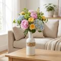 Blumenvase weiß Keramik und Seegras Vase Tischdeko H22,5cm | Floristik21.de