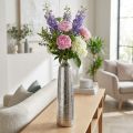 Deko Vase Metall Gehämmert Blumenvase Silber Ø9,5cm H41cm | Floristik21.de