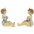 Floristik21 Deko-Figur Dame im Badeanzug Grau 10cm 2St