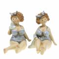 Floristik21 Deko-Figur Dame im Badeanzug Grau 10cm 2St