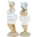 Floristik21 Deko-Figur Damen am Strand, Sommerdeko, Badefiguren mit Hut Blau/Weiß H15/15,5cm 2er-Set