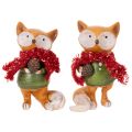 Dekofigur Fuchs mit Schal und Zapfen 10 cm 2er-Set Polyresin Orange/Grün | Floristik21.de