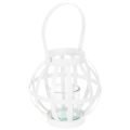 Floristik21 Gartenlaterne Metall Glas Windlicht zum Hängen Weiß Ø18,5cm