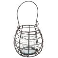 Floristik21 Gartenlaterne Schwarz Metall mit Windlicht Ø14cm H12,5cm