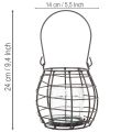 Gartenlaterne Schwarz Metall mit Windlicht Ø14cm H12,5cm | Floristik21.de