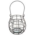Gartenlaterne Schwarz Metall mit Windlicht Ø14cm H12,5cm | Floristik21.de