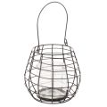 Floristik21 Gartenlaterne mit Glas Windlicht Schwarz Ø20cm H18,5cm