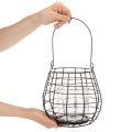 Gartenlaterne mit Glas Windlicht Schwarz Ø20cm H18,5cm | Floristik21.de