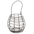 Floristik21 Gartenlaterne mit Henkel Schwarz Windlicht Glas Ø17cm H15cm
