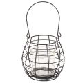 Gartenlaterne mit Henkel Schwarz Windlicht Glas Ø17cm H15cm | Floristik21.de