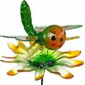 Floristik21 Dekostecker Schmetterling und Blume mit Metallfedern Grün, Orange H70cm