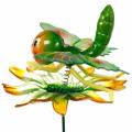 Floristik21 Dekostecker Schmetterling und Blume mit Metallfedern Grün, Orange H70cm
