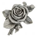 Floristik21 Rose für Grabschmuck Grau 16cm x 13,5cm 2St