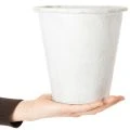 Gefäß mit Ornamenten, Pflanztopf, Metallübertopf Weiß Ø18,5cm H18cm | Floristik21.de