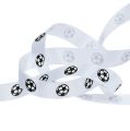 Floristik21 Geschenkband Weiß mit Fußball 15mm 25m