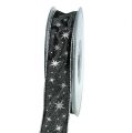 Floristik21 Geschenkband mit Drahtkante Grau mit Sternen 25mm 20m