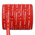 Floristik21 Geschenkband Rot „Merry Christmas“ Baumwolle 10mm 100m