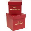 Geschenkbox „Eine Kleinigkeit“ eckig Rot 14/12cm 2er-Set