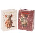 Floristik21 Geschenktasche Papier 16cm Maus-Motiv 2er-Set Weihnachten