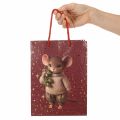 Weihnachtsgeschenktüten mit Mausmotiv und Sternen, 18 × 8 × 24 cm, 2 Stück sortiert | Floristik21.de