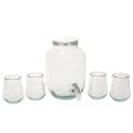 Floristik21 Getränkespender Glas mit Zapfhahn Set mit 4 Trinkgläsern H25,5cm
