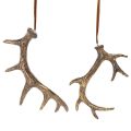 Floristik21 Geweih-Dekohänger aus Polyresin, 13-15 cm, Braun-Gold, 6er-Set