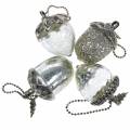 Floristik21 Christbaumschmuck Eichel Glas Silber Antik 11cm 4St