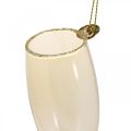 Floristik21 Sektflasche und Glas, Baumschmuck, Jubiläum, Glassdeko zum Hängen, Silvester H14,5cm Echtglas 2er-Set