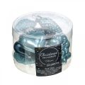Floristik21 Mini Christbaumschmuck Mix Glas Blau, Glitter sortiert 4cm 12St