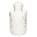 Floristik21 Set aus 6 Mini Glasvasen mit Rautenmuster, transparent, H 9 cm, Ø 5 cm