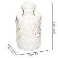 Set aus 6 Mini Glasvasen mit Rautenmuster, transparent, H 9 cm, Ø 5 cm | Floristik21.de