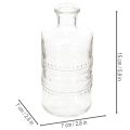 Glasflasche zylindrisch klar mit Muster 15cm als Dekovase 6er Set | Floristik21.de