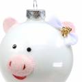 Floristik21 Christbaumschmuck Glaskugel Schwein Rosa/Weiß Ø8cm 2St