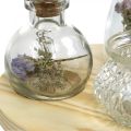 Floristik21 Vasenset auf Holztablett, Tischdeko mit Trockenblumen, Windlicht Naturfarben, Transparent Ø18cm
