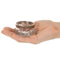 Teelichthalter aus Glas mit silbernem Metallrand, rund, 6 x 3 cm, 4er-Set | Floristik21.de