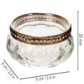 Teelichthalter aus Glas mit silbernem Metallrand, rund, 6 x 3 cm, 4er-Set | Floristik21.de