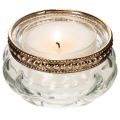 Teelichthalter aus Glas mit silbernem Metallrand, rund, 6 x 3 cm, 4er-Set | Floristik21.de