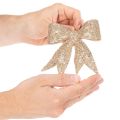 Glitzerschleife Gold Kunststoff mit Clip 11cm 4er-Set | Floristik21.de