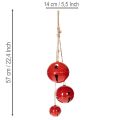 Rote Metallglocken 3er-Set mit Juteband 14/12/8 cm | Floristik21.de