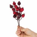 Kunstzweig Granatapfel, 19 cm, rot, 4 Stück, mit verzweigten Stielen | Floristik21.de