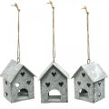 Floristik21 Weihnachtsanhänger Metall Haus Shabby Chic H9,5cm 3St